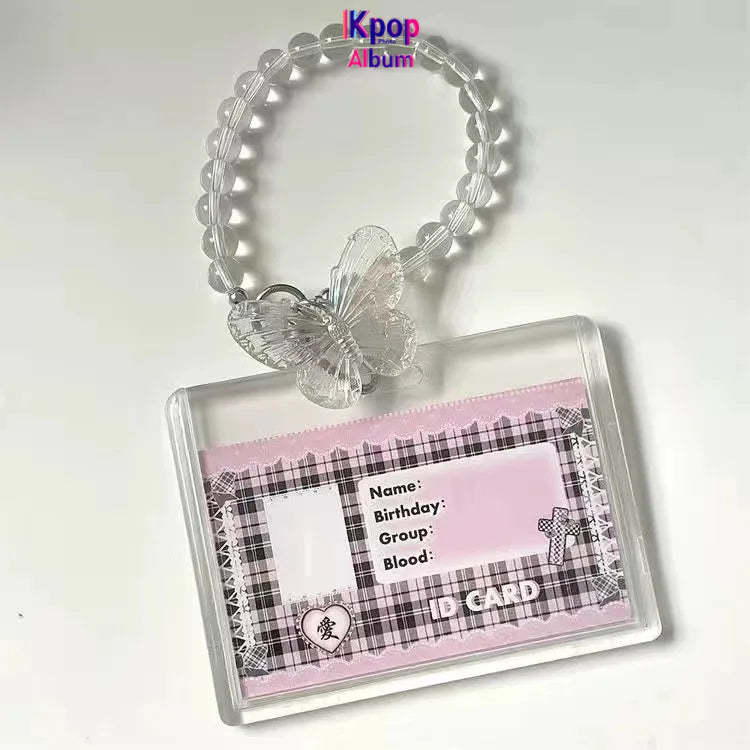 Kpop Photocard Holder Crystal Butterfly 3 Inch Photo Sleeve ID Bank Cards Photo Display Holder Bus Card Protective Case