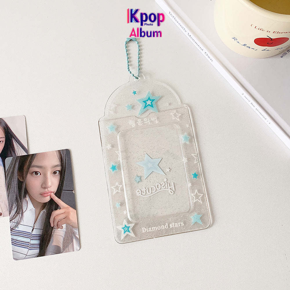 ins summer transparent four-leaf clover three-inch card set glitter fruit cartoon star chasing card set student meal card bag female