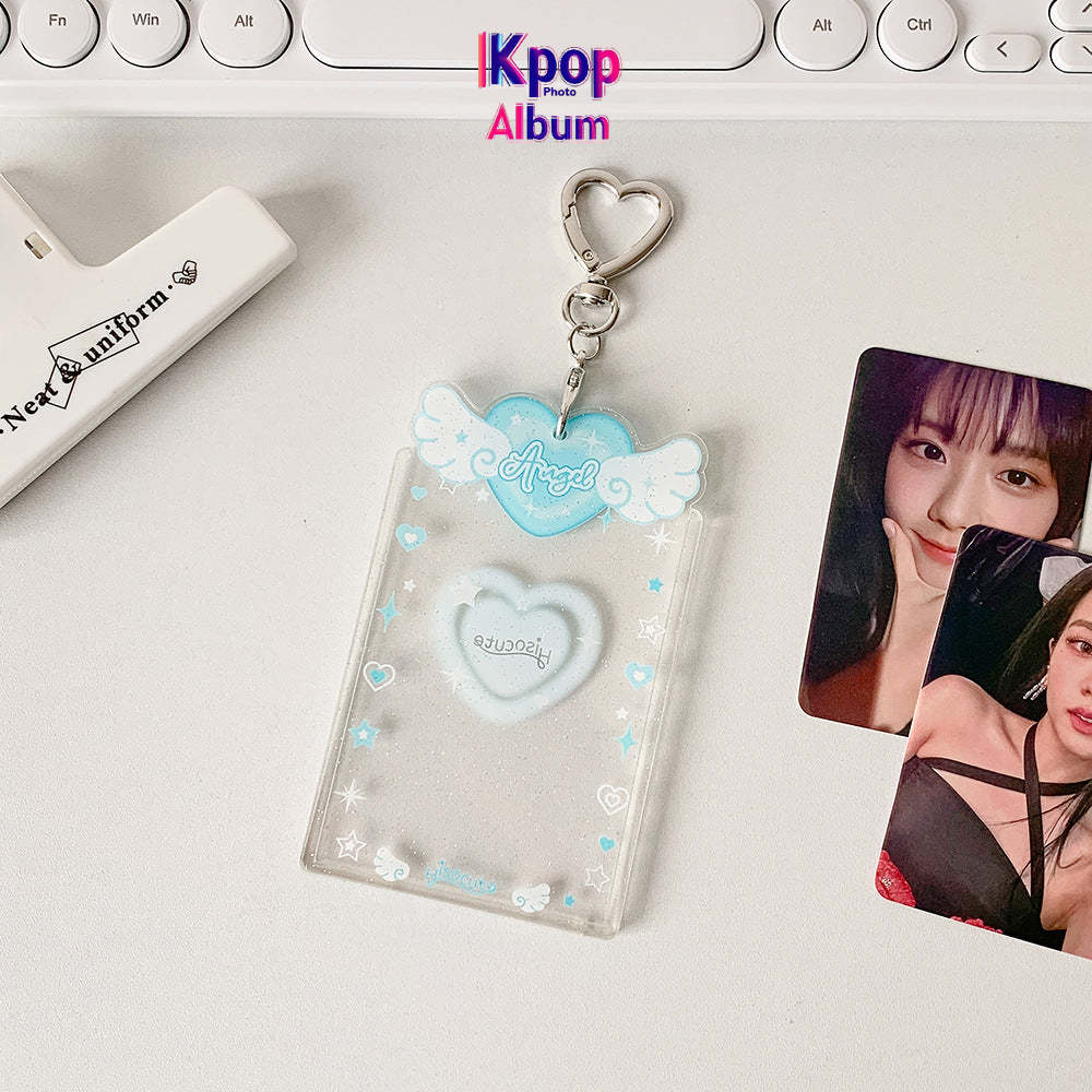 ins Angel Love Transparent Glitter Card Set Star Chasing Girl Three Inch Small Card Gu Card Brick Student Keychain Pendant