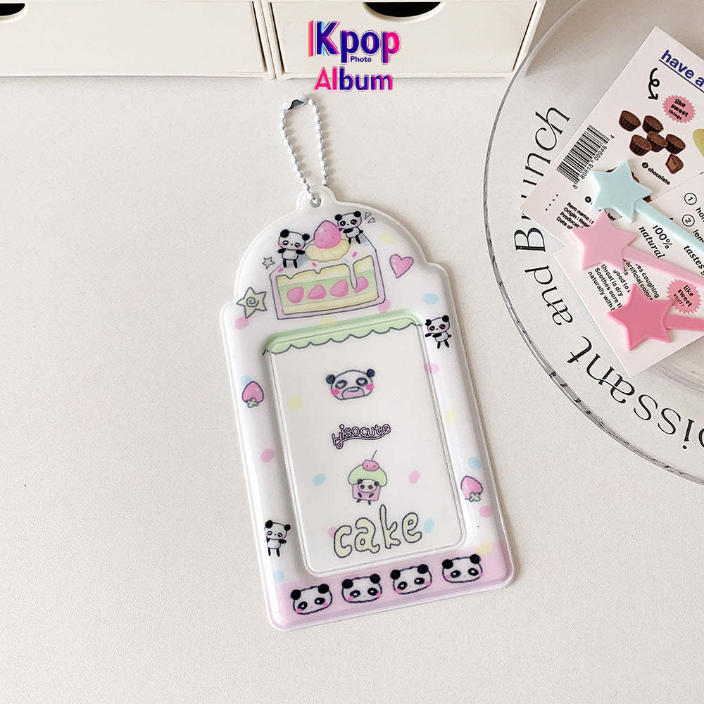 Student cartoon graffiti animal PVC hollow transparent three-inch card cover girl star chasing small card display pendant card bag