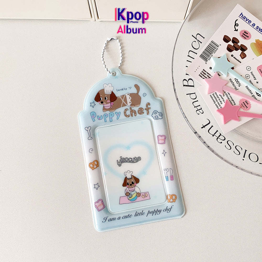 Student cartoon graffiti animal PVC hollow transparent three-inch card cover girl star chasing small card display pendant card bag