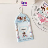 Student cartoon graffiti animal PVC hollow transparent three-inch card cover girl star chasing small card display pendant card bag