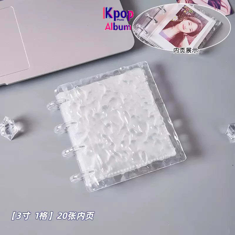 High-value ins water ripple card album, a palace grid of 3 inches, photo album, mini acrylic love bean small card storage album