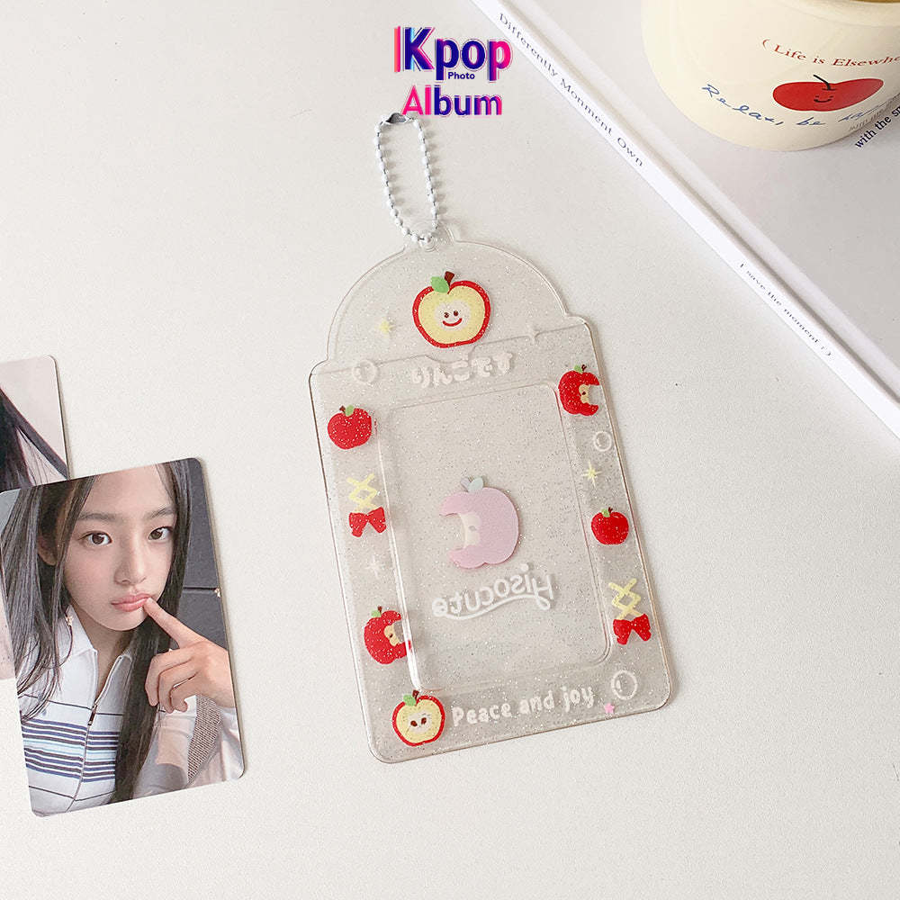 ins summer transparent four-leaf clover three-inch card set glitter fruit cartoon star chasing card set student meal card bag female