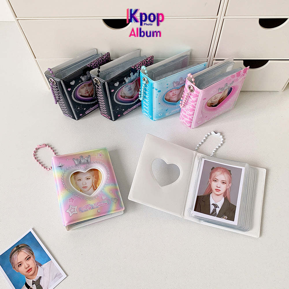 2-Inch cartoon big head sticker mini album, star chasing girl ID photo, palace grid card album, love hollow storage album