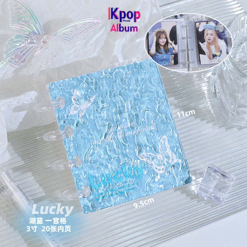 High-value ins water ripple card album, a palace grid of 3 inches, photo album, mini acrylic love bean small card storage album