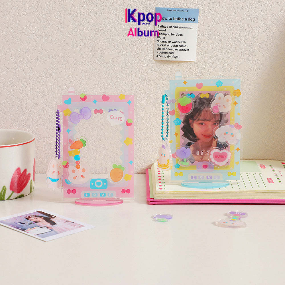 New ins wind acrylic standing brand sweet girl small card display card brick star love bean desktop display photo frame