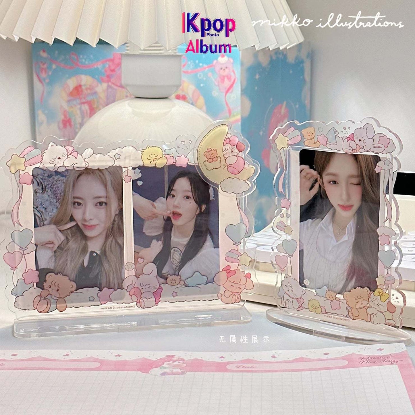 Cat card acrylic photo frame Polaroid photo Idol universal three-inch double card position card card