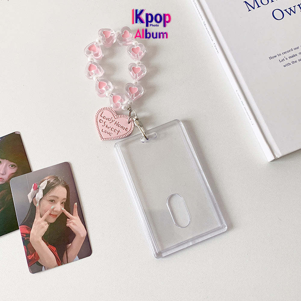 Summer transparent acrylic hard card cover, love keychain pendant card bag, girl Polaroid 3-inch star chasing card cover