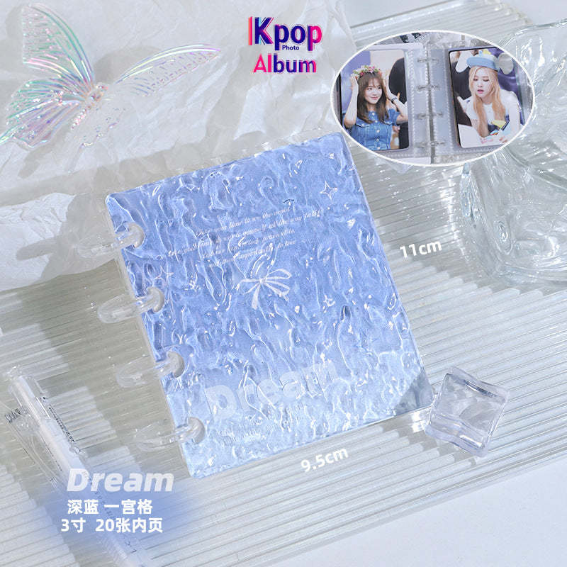High-value ins water ripple card album, a palace grid of 3 inches, photo album, mini acrylic love bean small card storage album