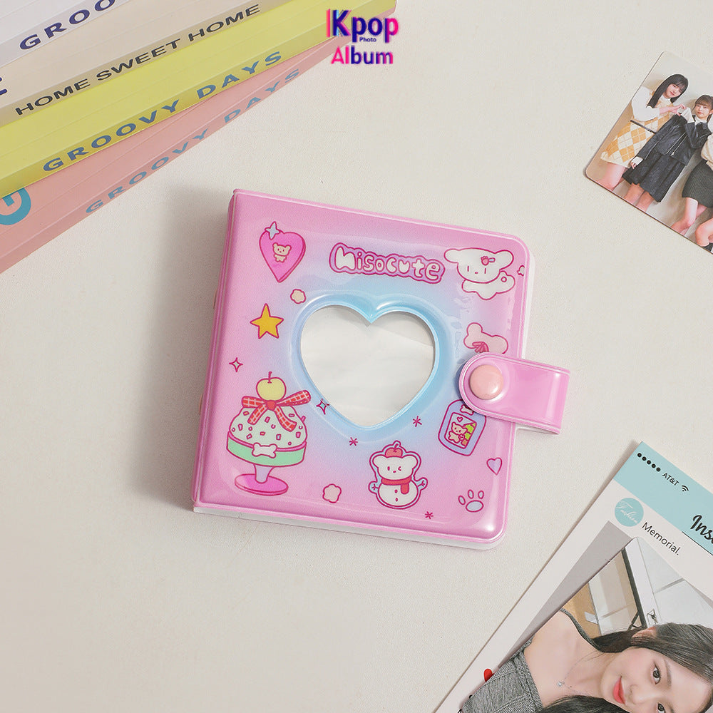 ins style cartoon PVC three-hole loose-leaf photo album Korean girl star chasing album card storage album Student small card album