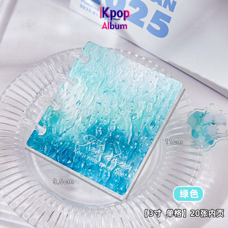 High-value ins water ripple card album, a palace grid of 3 inches, photo album, mini acrylic love bean small card storage album