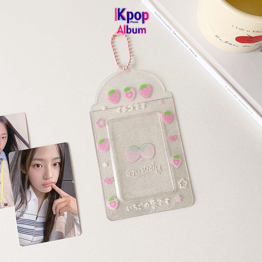 ins summer transparent four-leaf clover three-inch card set glitter fruit cartoon star chasing card set student meal card bag female