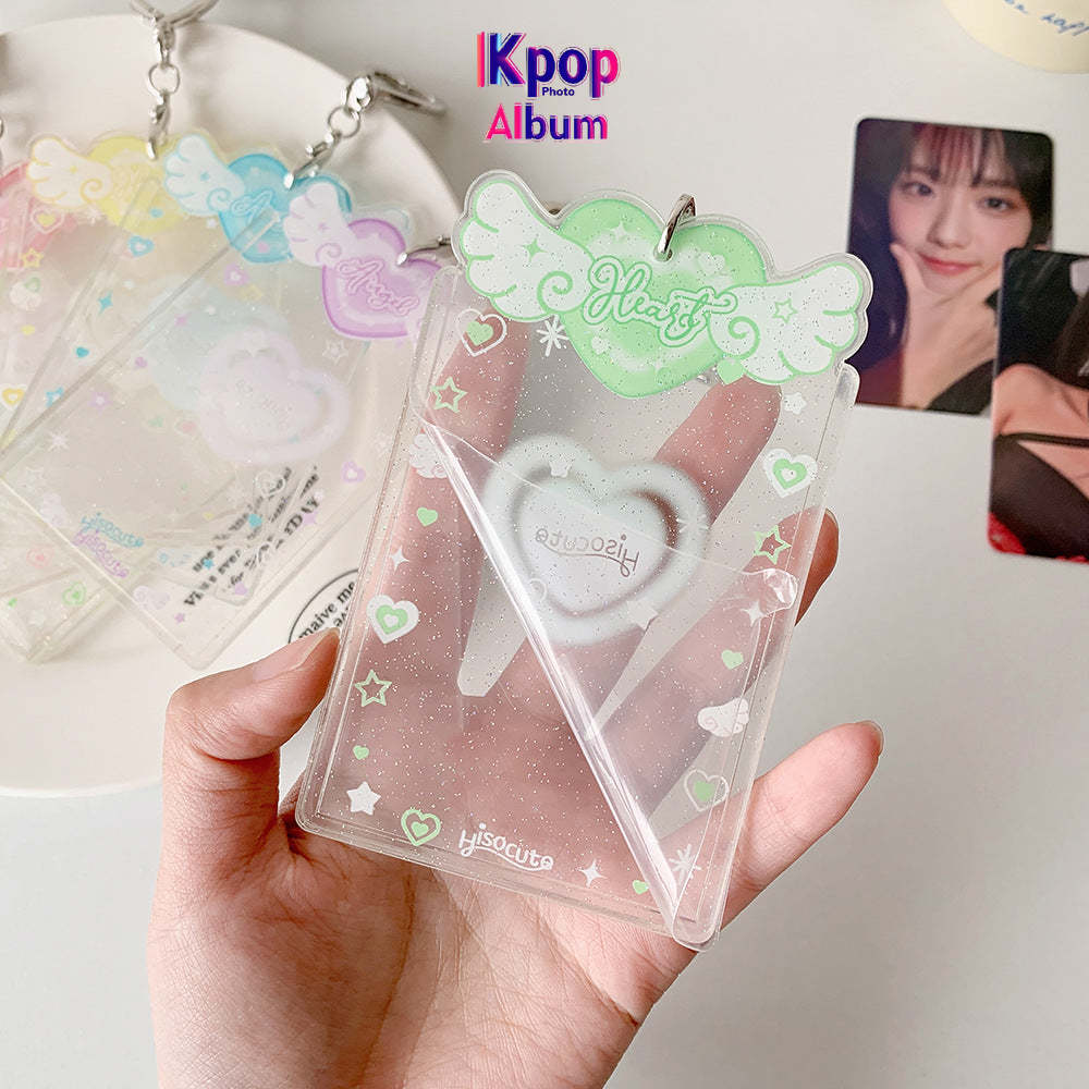 ins Angel Love Transparent Glitter Card Set Star Chasing Girl Three Inch Small Card Gu Card Brick Student Keychain Pendant