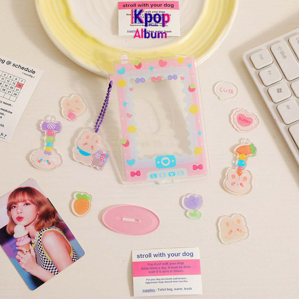 New ins wind acrylic standing brand sweet girl small card display card brick star love bean desktop display photo frame