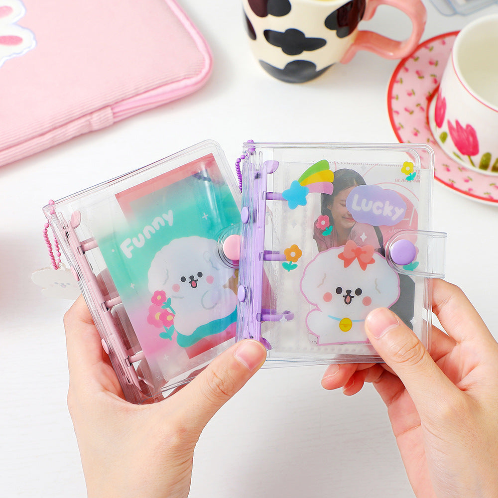 2 Inch 3 Ring Binder Cartoon Bear PVC Mini Binder Toploader Loose-leaf Photo Album+10 Inner Pages