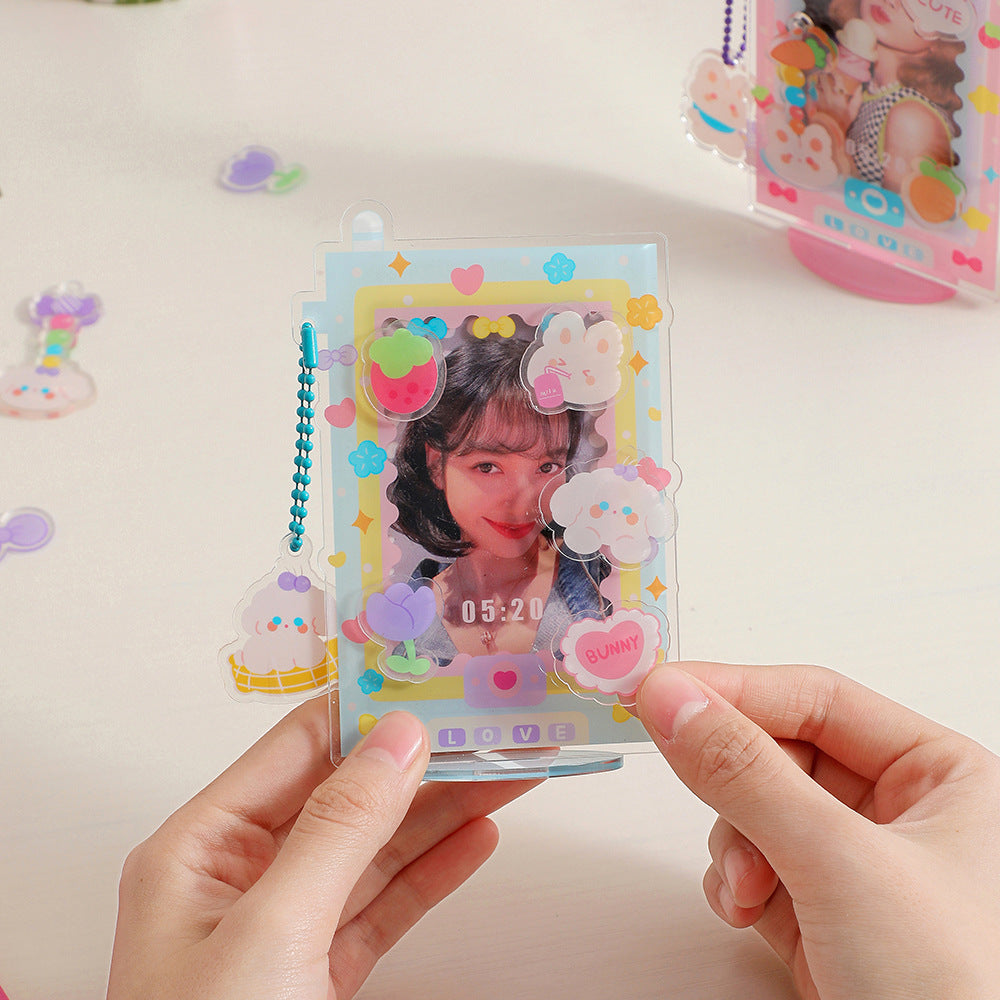 New ins wind acrylic standing brand sweet girl small card display card brick star love bean desktop display photo frame