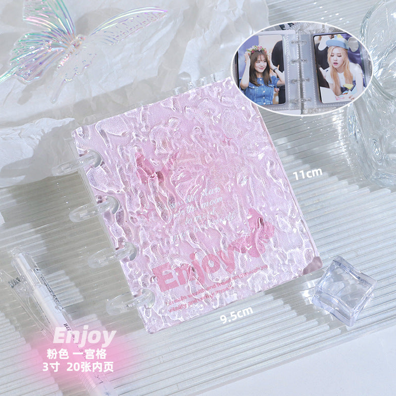 High-value ins water ripple card album, a palace grid of 3 inches, photo album, mini acrylic love bean small card storage album