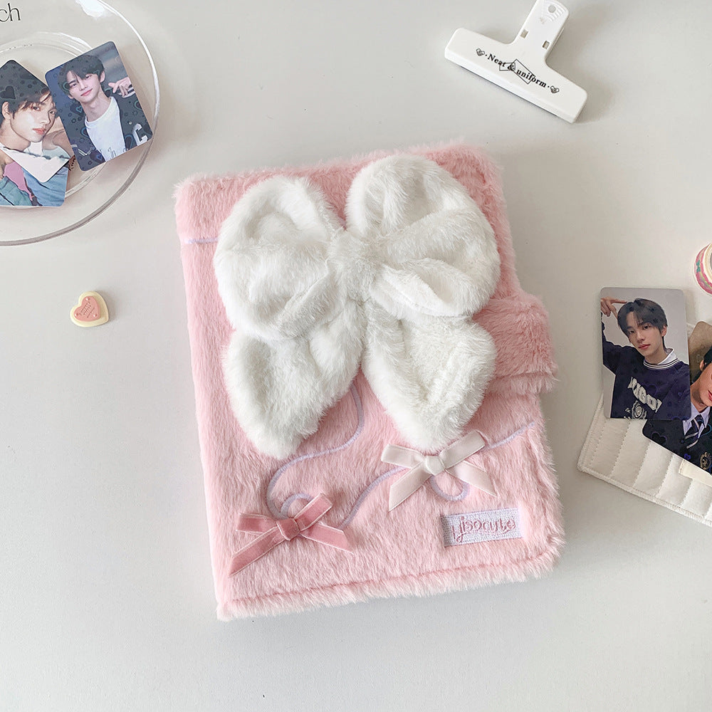 Girl A5 big bow plush album 3 inch photo storage album 4 palace grid star chasing card album game card collection album