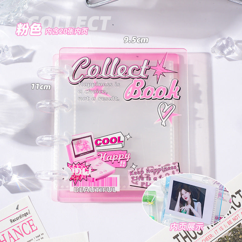 New high-value acrylic one-grid card album, mini portable mushroom buckle, love bean Polaroid small card album