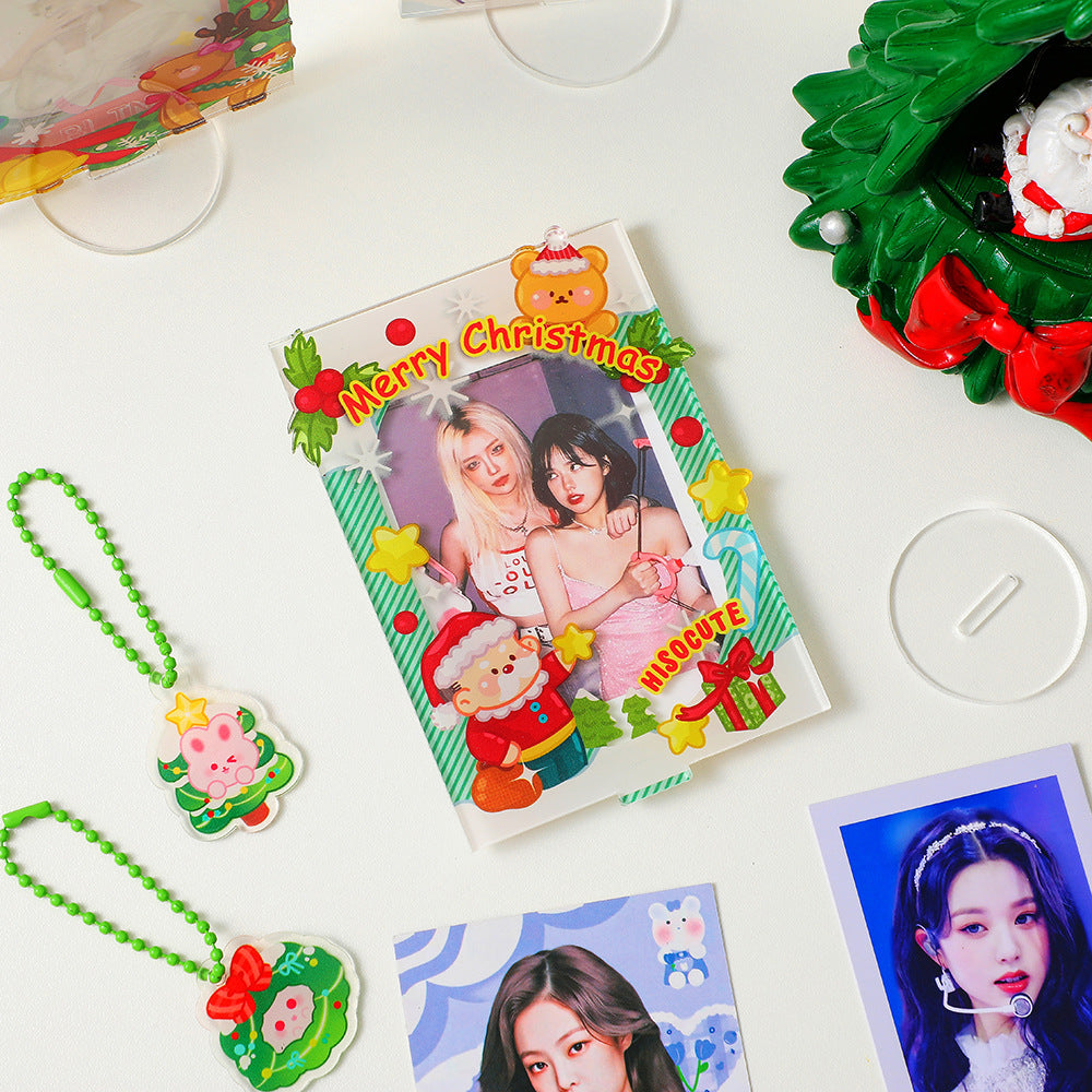 Cute Christmas 3-inch photo frame standing card cartoon festive atmosphere desktop love bean small card couple photo display stand