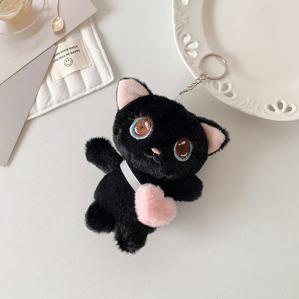 2025 new cartoon backpack cat plush doll pendant student schoolbag decoration cartoon keychain doll girl