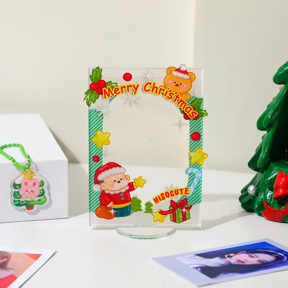 Cute Christmas 3-inch photo frame standing card cartoon festive atmosphere desktop love bean small card couple photo display stand