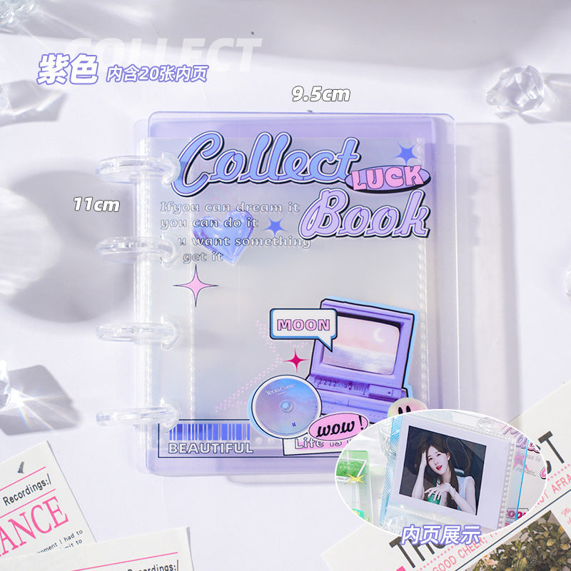 New high-value acrylic one-grid card album, mini portable mushroom buckle, love bean Polaroid small card album