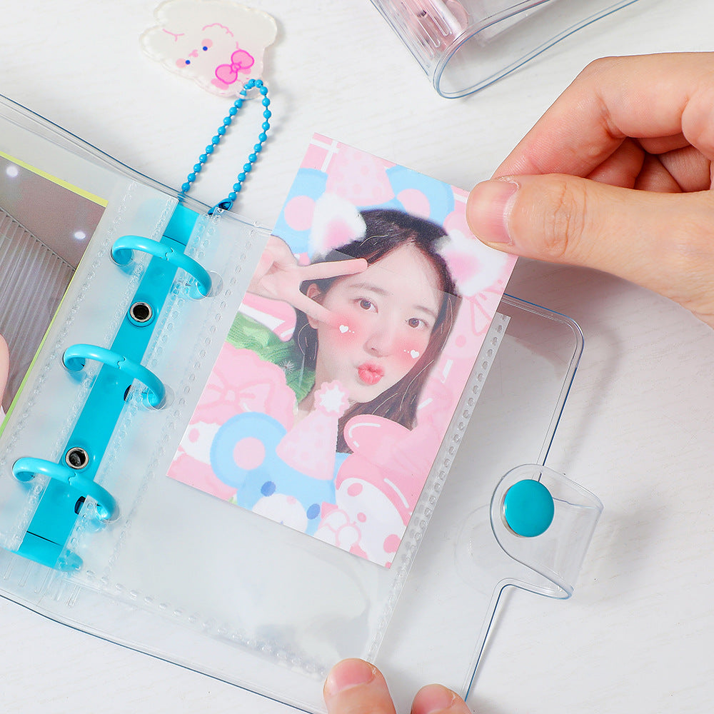 2 Inch 3 Ring Binder Cartoon Bear PVC Mini Binder Toploader Loose-leaf Photo Album+10 Inner Pages