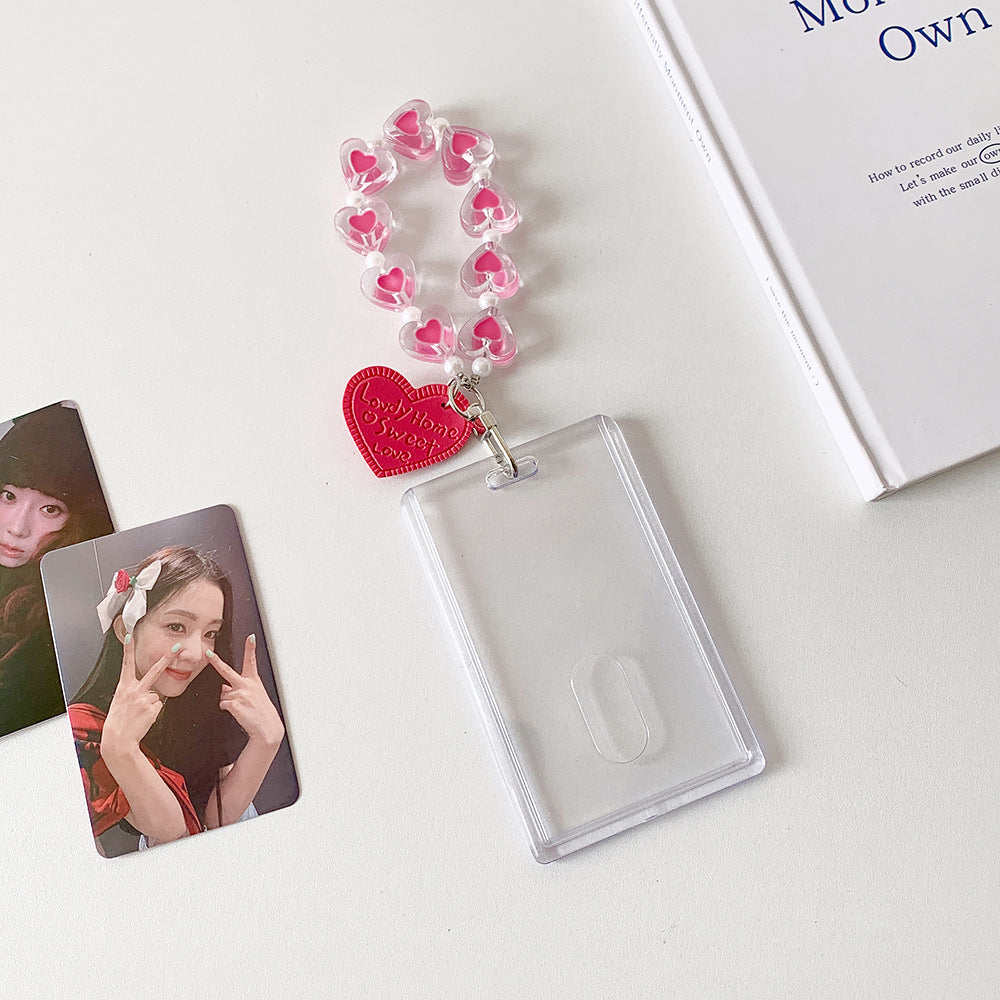 Summer transparent acrylic hard card cover, love keychain pendant card bag, girl Polaroid 3-inch star chasing card cover