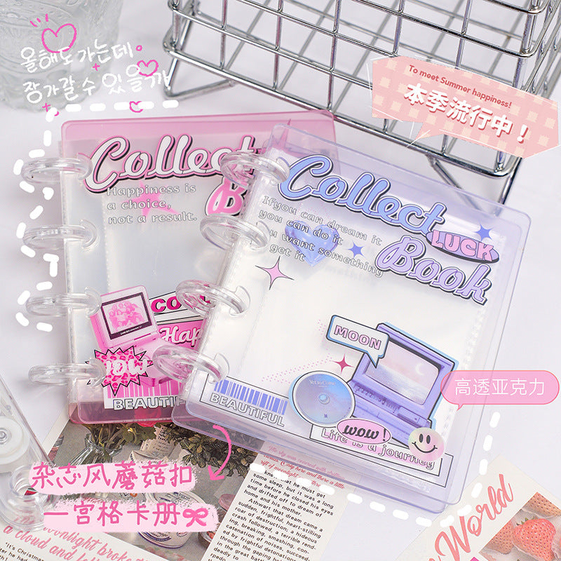 New high-value acrylic one-grid card album, mini portable mushroom buckle, love bean Polaroid small card album