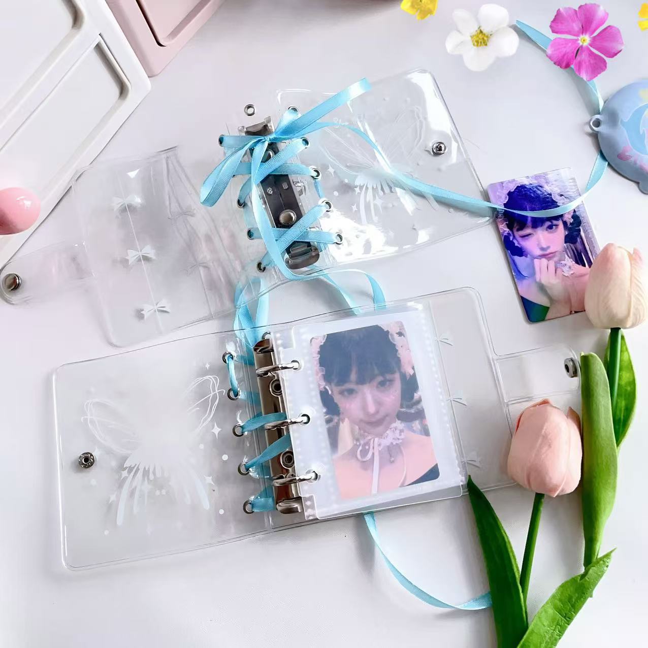 3 Ring Binder Ribbon Butterfly Transparent PVC