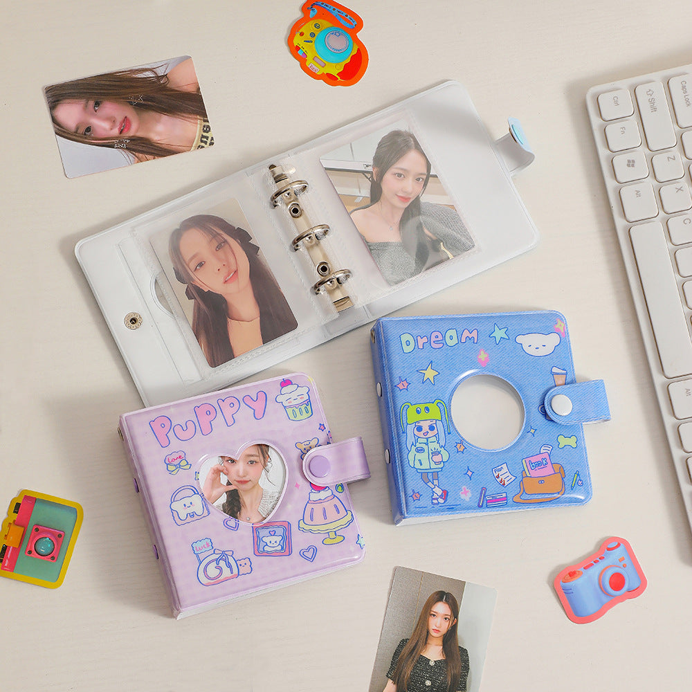 ins style cartoon PVC three-hole loose-leaf photo album Korean girl star chasing album card storage album Student small card album