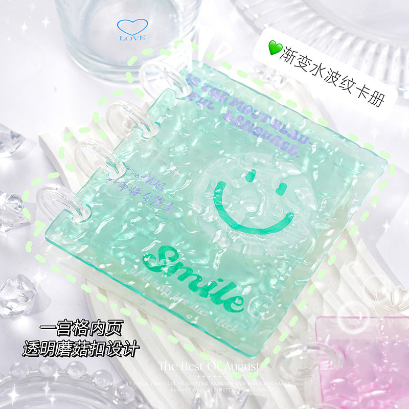 Vitality gradually changes, water ripples, a palace grid card album, transparent and high-value color small fresh mini mushroom buckle album