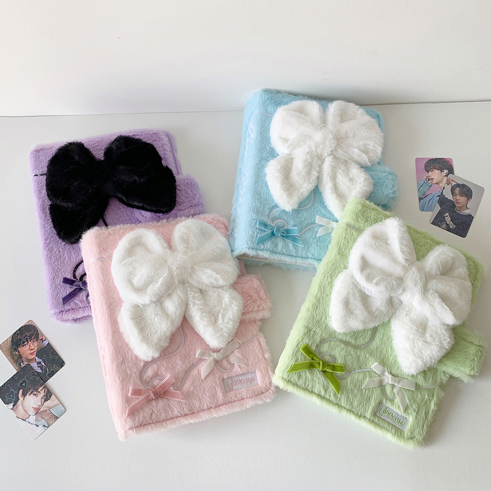 Girl A5 big bow plush album 3 inch photo storage album 4 palace grid star chasing card album game card collection album