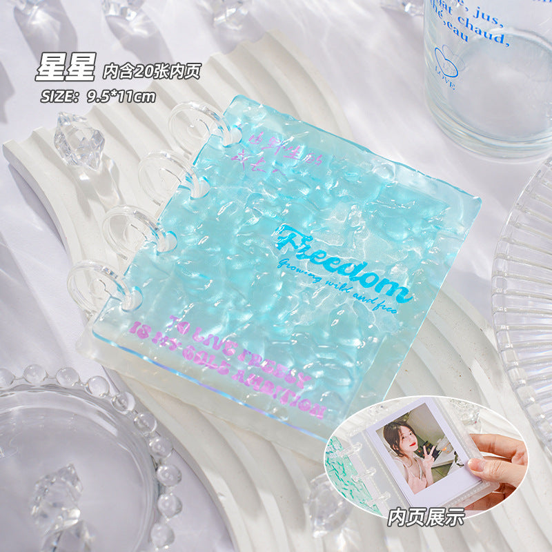 Vitality gradually changes, water ripples, a palace grid card album, transparent and high-value color small fresh mini mushroom buckle album