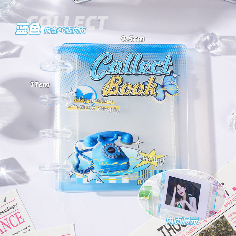New high-value acrylic one-grid card album, mini portable mushroom buckle, love bean Polaroid small card album
