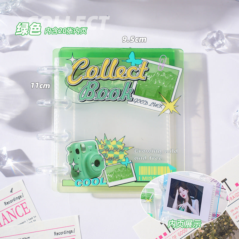 New high-value acrylic one-grid card album, mini portable mushroom buckle, love bean Polaroid small card album