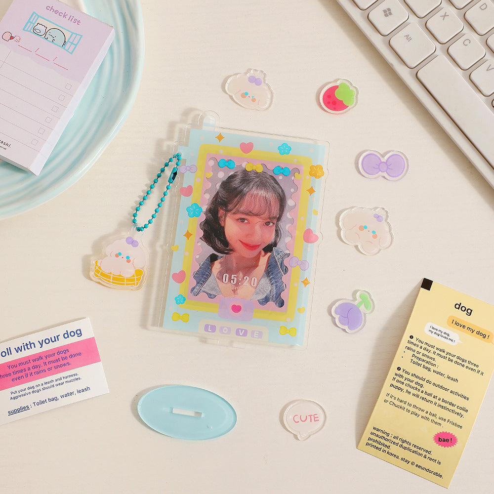 New ins wind acrylic standing brand sweet girl small card display card brick star love bean desktop display photo frame