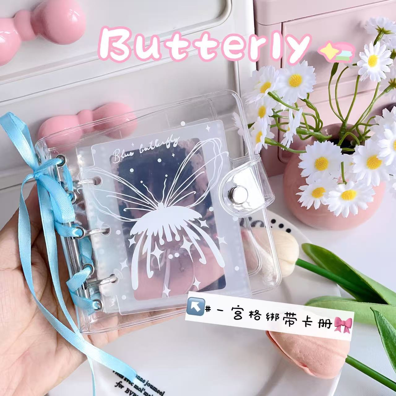 3 Ring Binder Ribbon Butterfly Transparent PVC