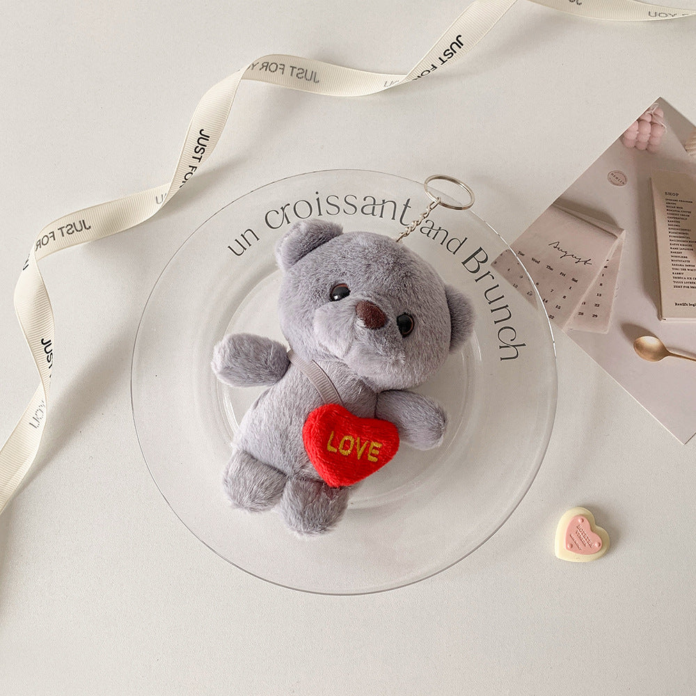 Cartoon love bear plush keychain pendant student doll schoolbag pendant plush doll jewelry female