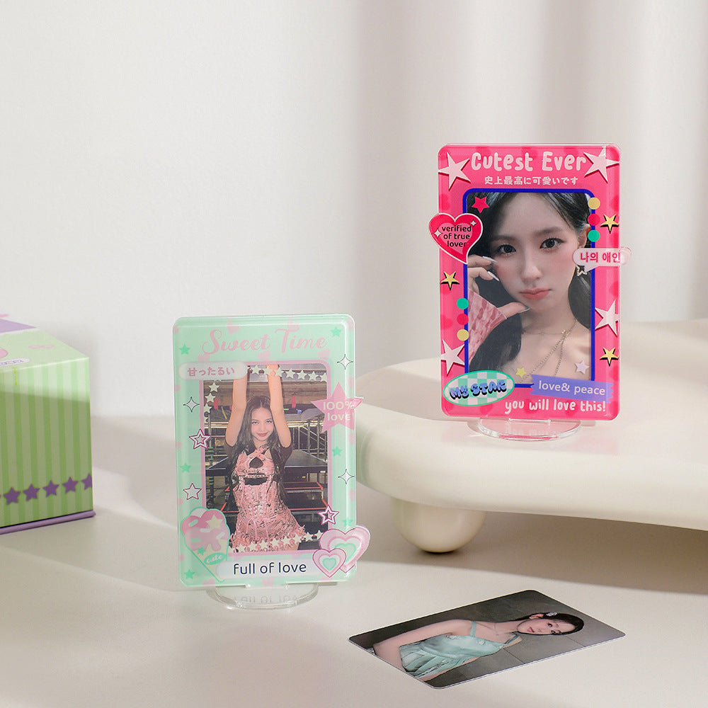 Hisocute Student Dormitory Desk Three-inch Photo Frame Polaroid Small Card Chasing Star Standing Brand Ornament Girl Set Table