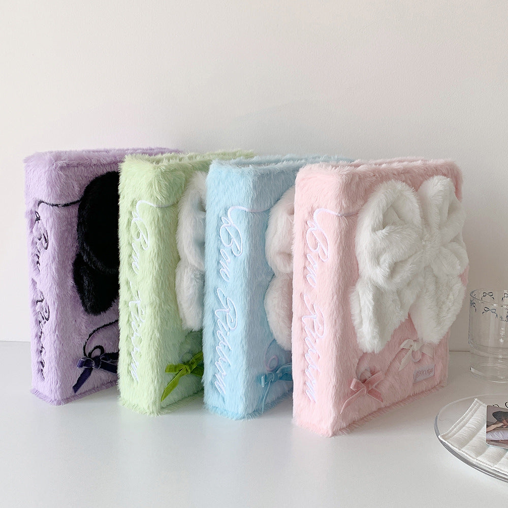 Girl A5 big bow plush album 3 inch photo storage album 4 palace grid star chasing card album game card collection album