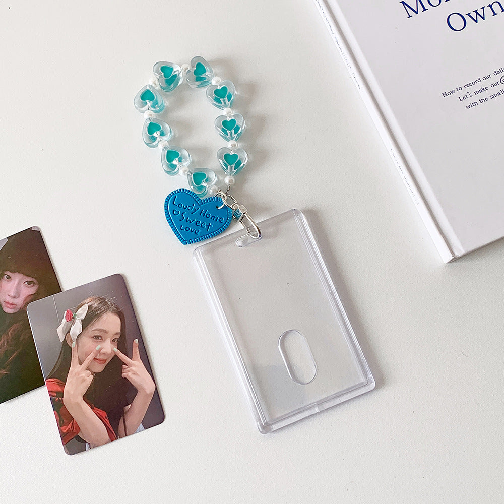 Summer transparent acrylic hard card cover, love keychain pendant card bag, girl Polaroid 3-inch star chasing card cover