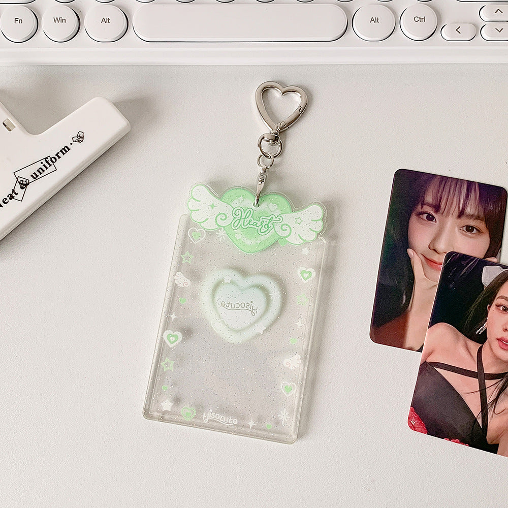 ins Angel Love Transparent Glitter Card Set Star Chasing Girl Three Inch Small Card Gu Card Brick Student Keychain Pendant