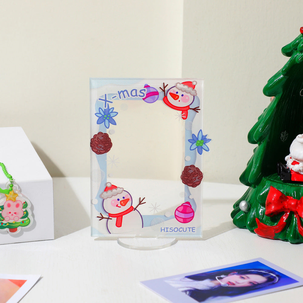 Cute Christmas 3-inch photo frame standing card cartoon festive atmosphere desktop love bean small card couple photo display stand