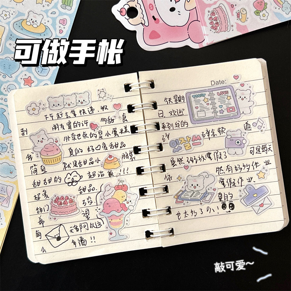 bear series stickers cute cartoon goo ka diy decorative stickers girl hand account stickers wholesale