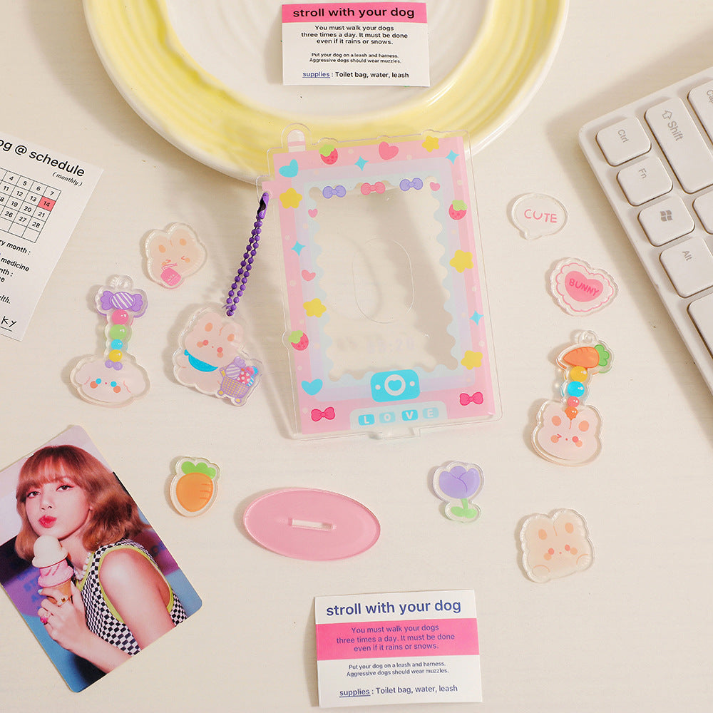 New ins wind acrylic standing brand sweet girl small card display card brick star love bean desktop display photo frame