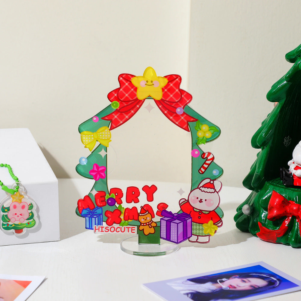Cute Christmas 3-inch photo frame standing card cartoon festive atmosphere desktop love bean small card couple photo display stand