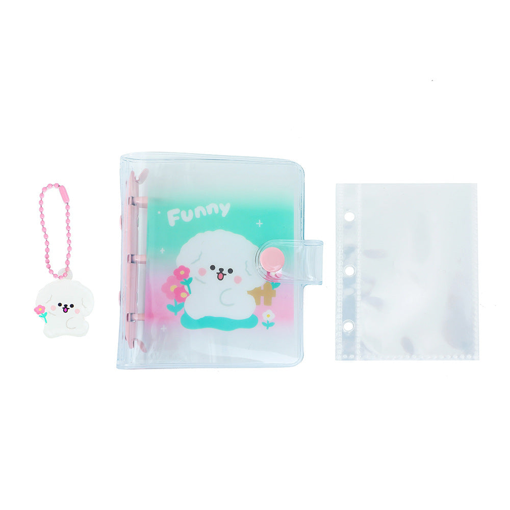 2 Inch 3 Ring Binder Cartoon Bear PVC Mini Binder Toploader Loose-leaf Photo Album+10 Inner Pages